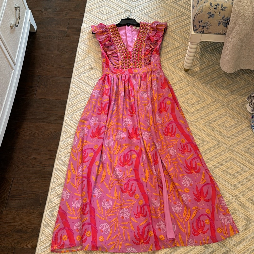 Sheridan French pink and orange maxi